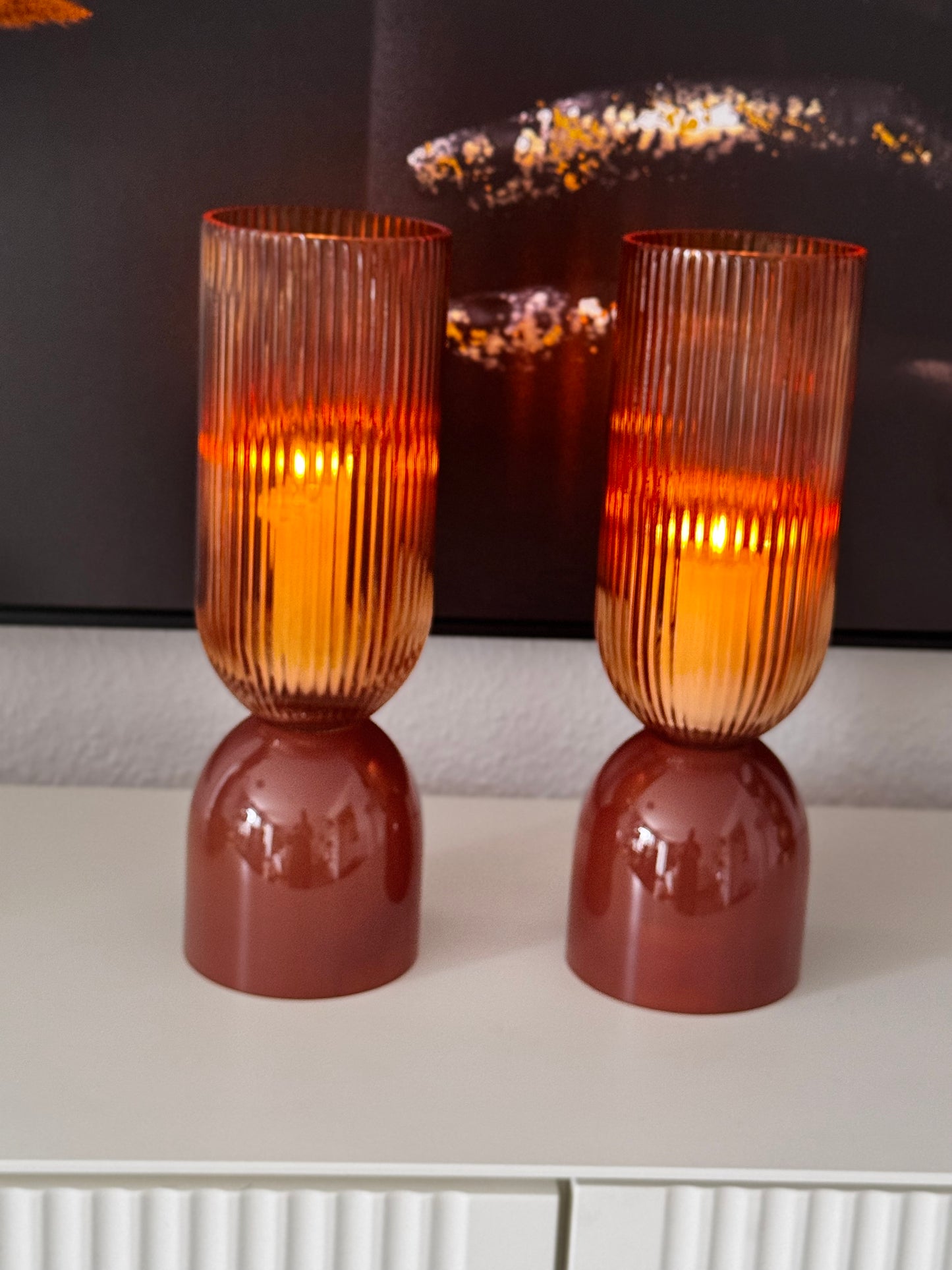 Vase Glas in Orange / Braun von Kersten B.V.  12x12x36,5 cm