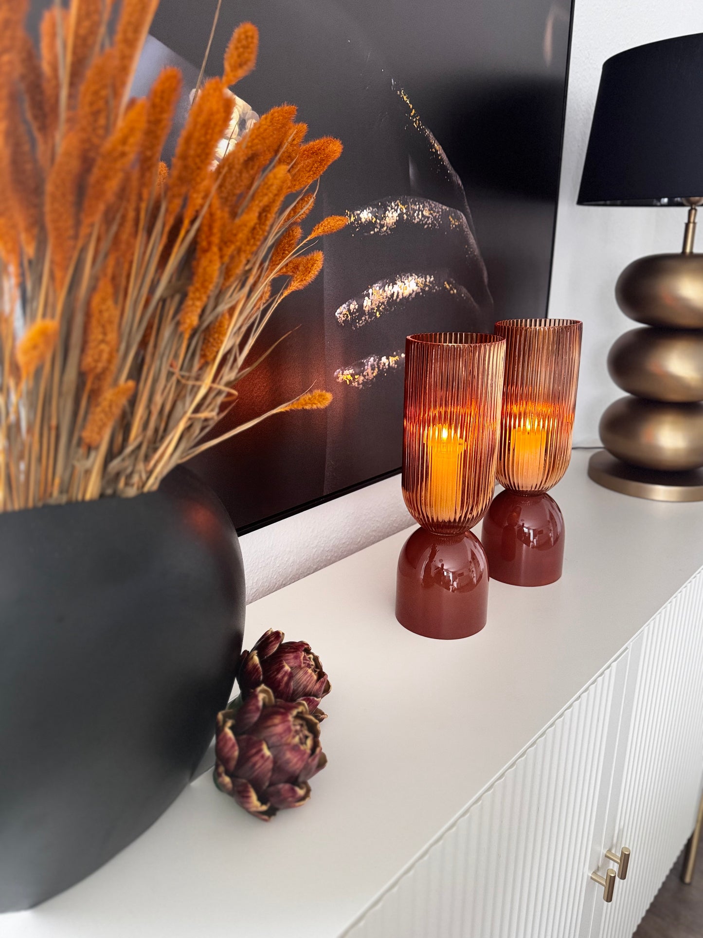 Ziergräser getrocknet in Orange - dekorative Trockenblumen/ Gräser