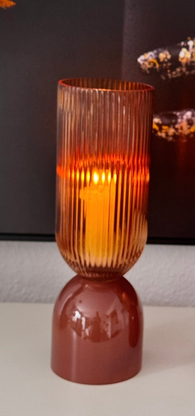 Vase Glas in Orange / Braun von Kersten B.V.  12x12x36,5 cm