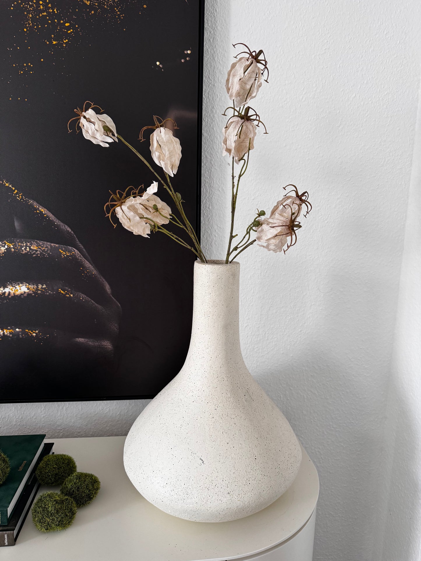 Künstlicher Gloriosa Zweig in zartem Weiß/Beige 88 cm