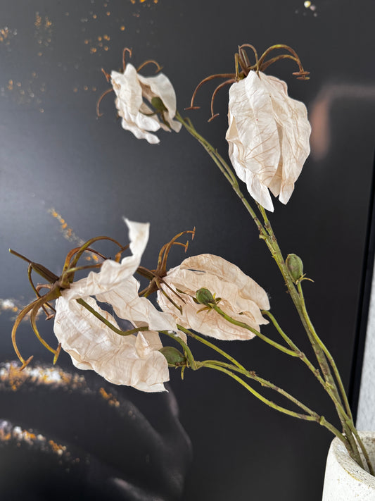 Künstlicher Gloriosa Zweig in zartem Weiß/Beige 88 cm