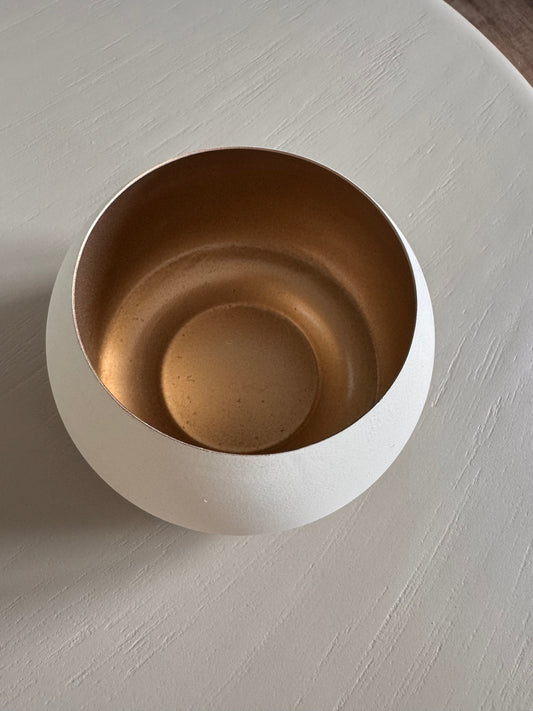 Teelichthalter RAPALLO matt Creme mit Goldakzenten von Light & Living