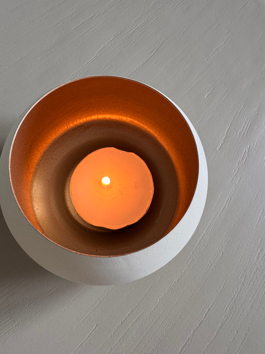 Teelichthalter RAPALLO matt Creme mit Goldakzenten von Light & Living