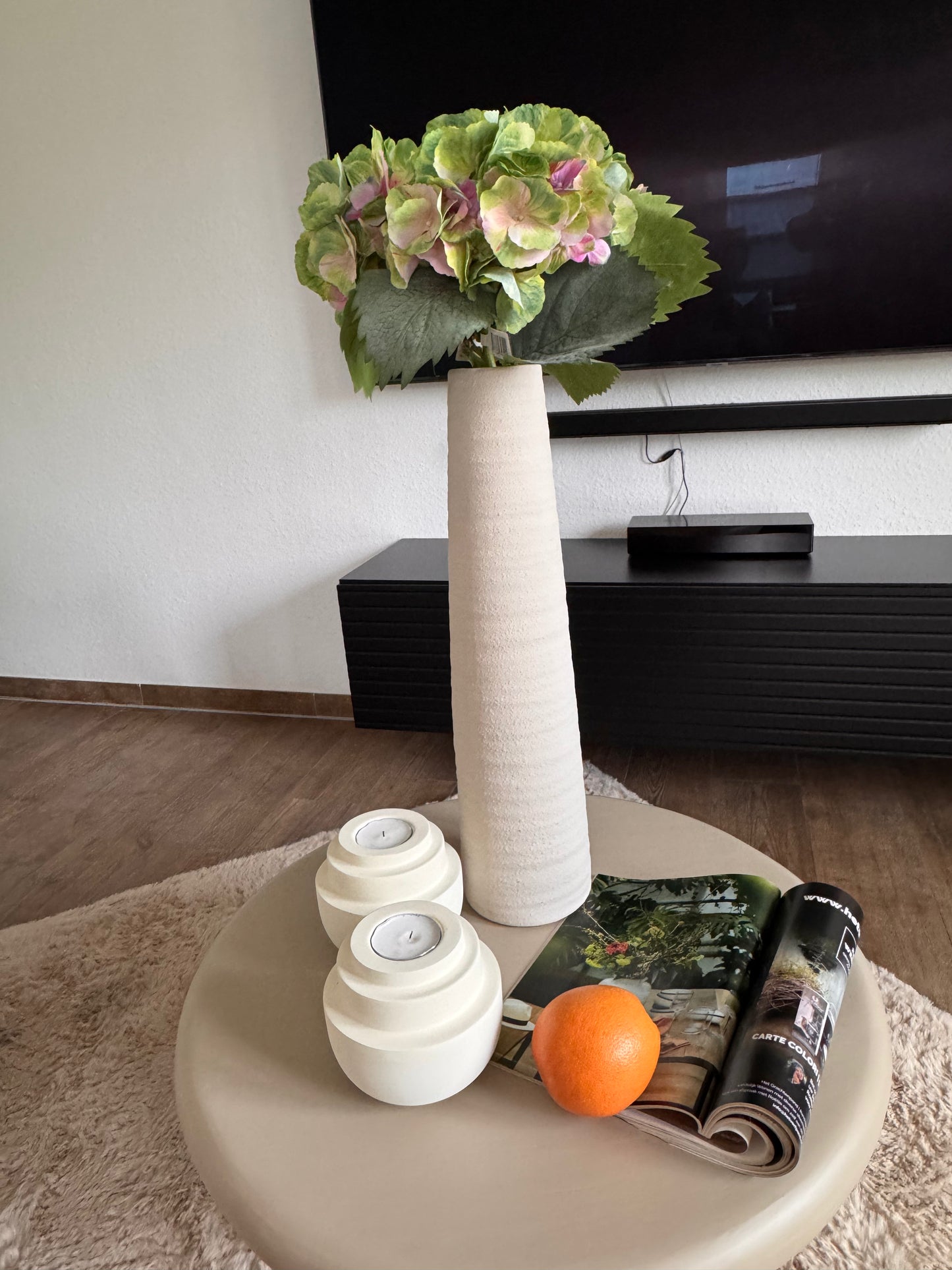 Kunsthortensie Zweig in Grün&Pink 66 cm