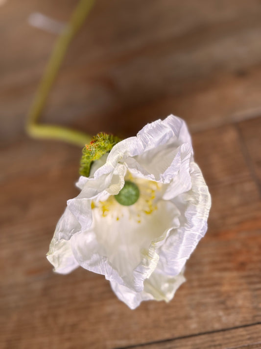 Künstliche Mohnblume creme/ naturfarbene