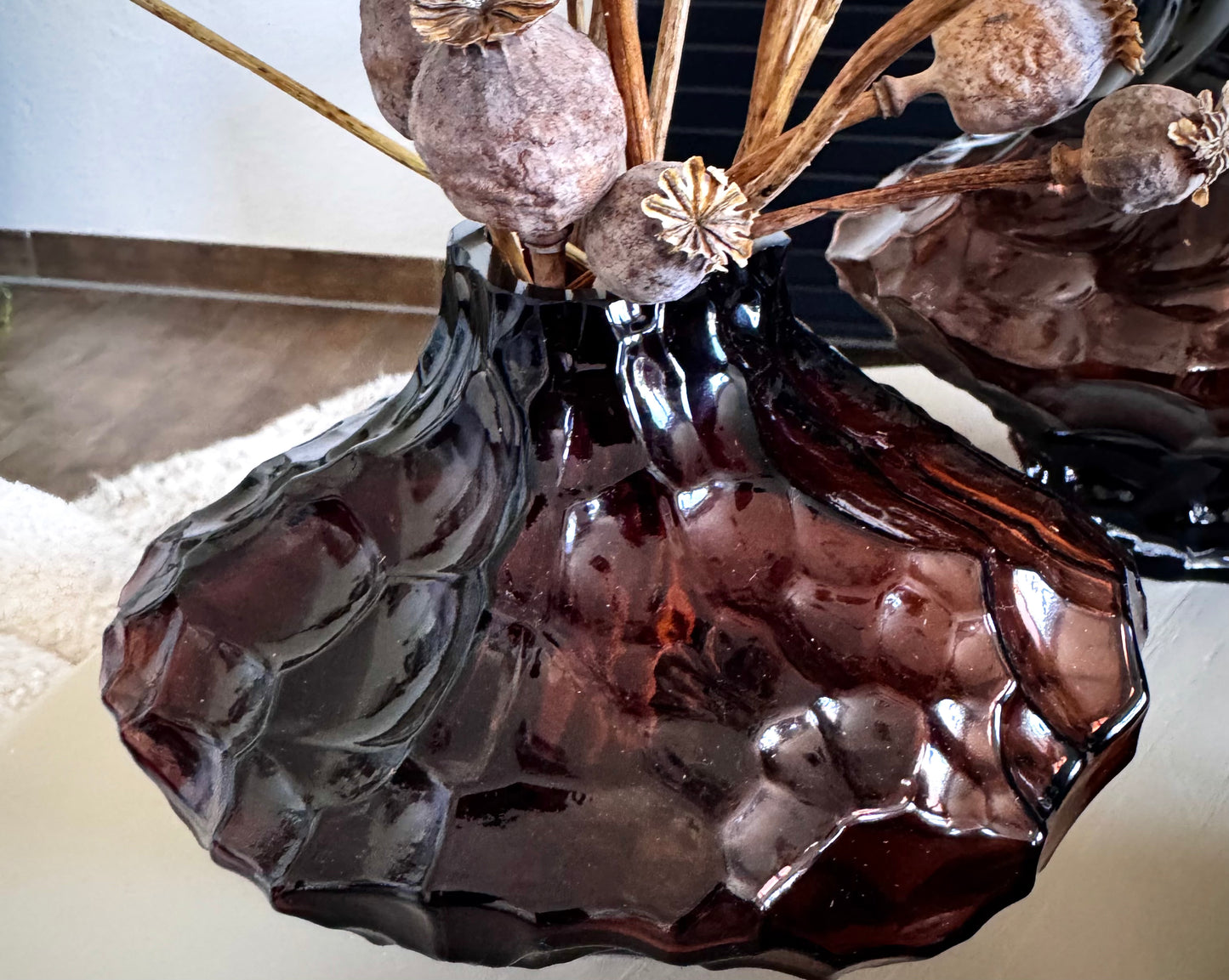 Edle Blumenvase aus Glas in Braun von DK 19 x 16 cm