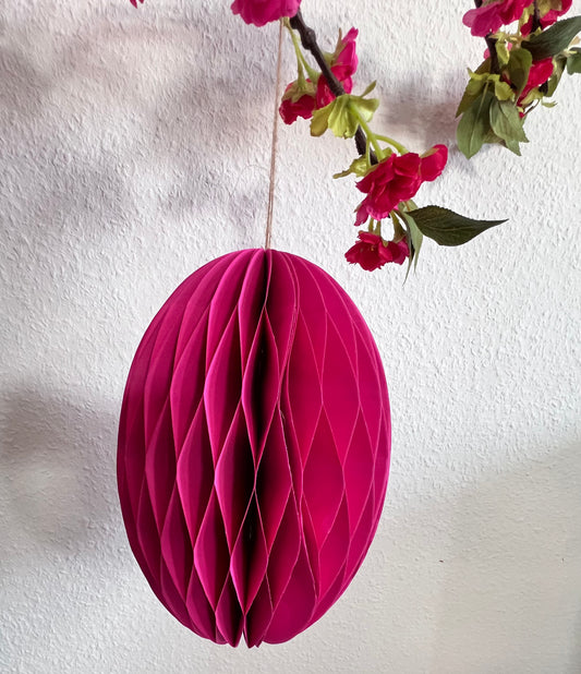 Papier Osterei in Pink 25 cm zum Hängen