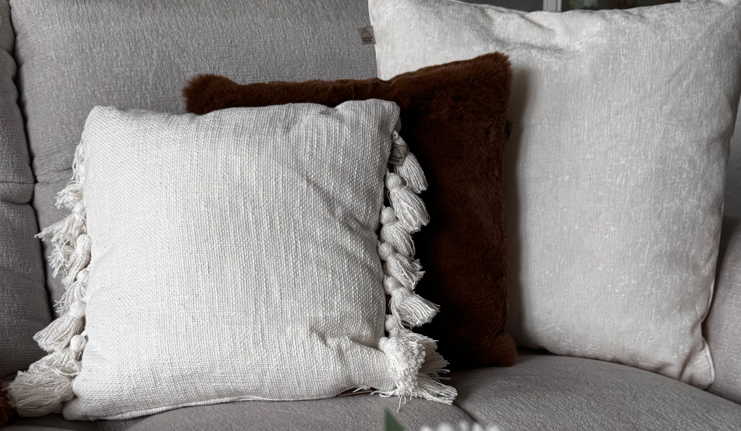 Boho-Kissen in Weiß 45x45 cm Dutch Decor