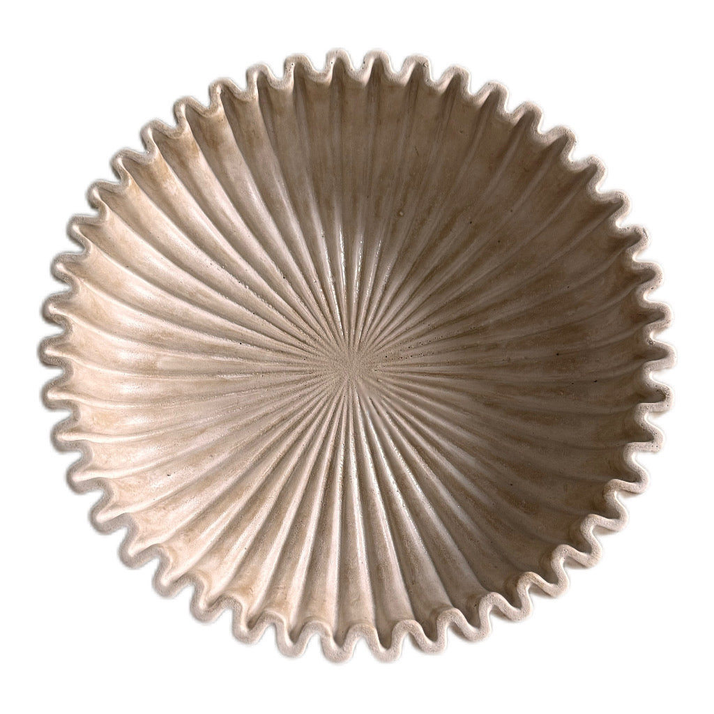 Schale Plissee beige groß