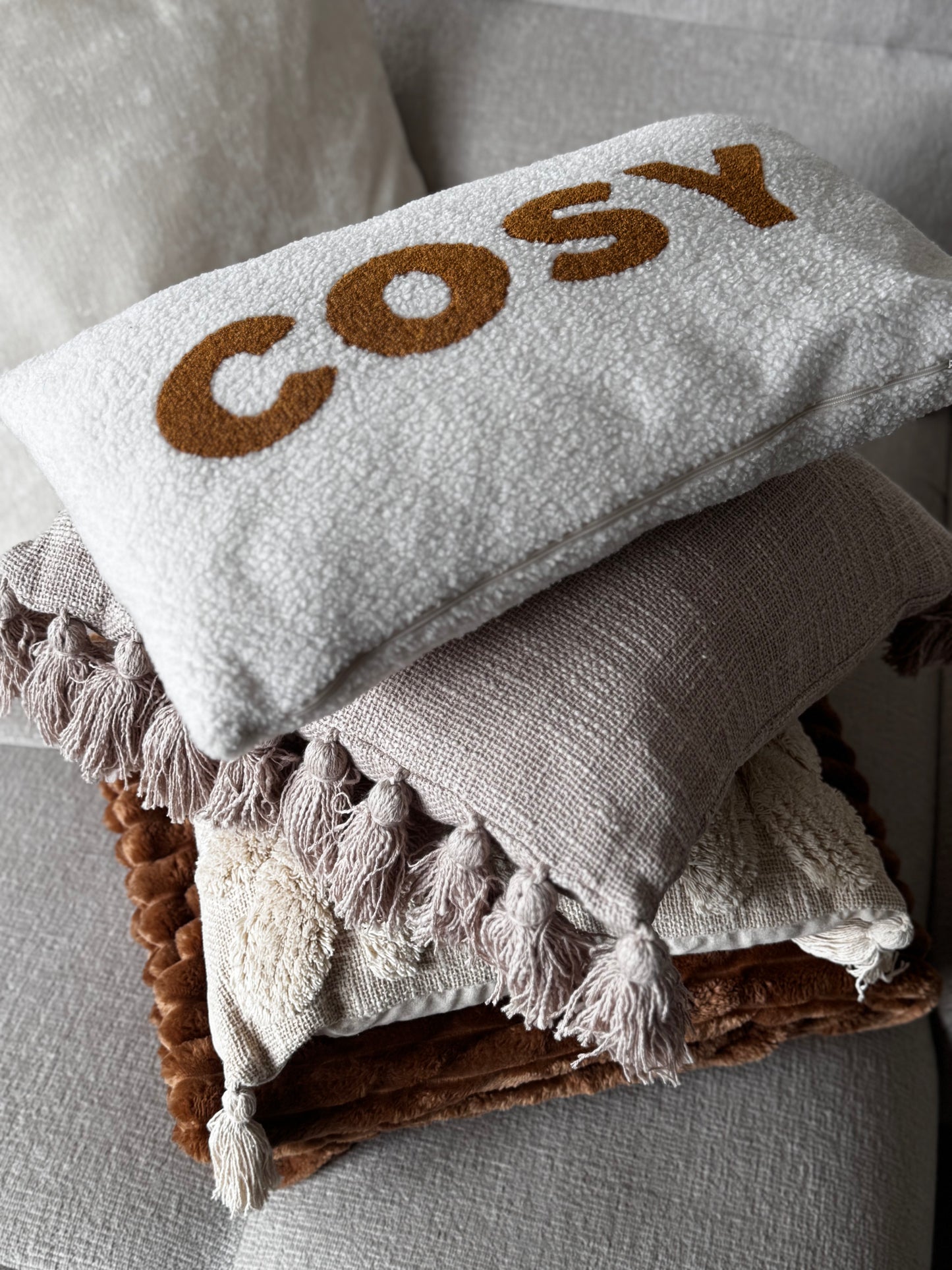 Boho-Kissen in Beige 45x45 cm Dutch Decor