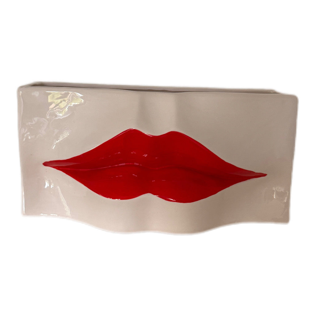 Jardiniere  Kisses weiß/rot klein