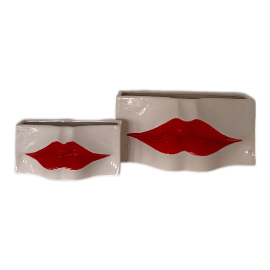 Jardiniere  Kisses weiß/rot klein