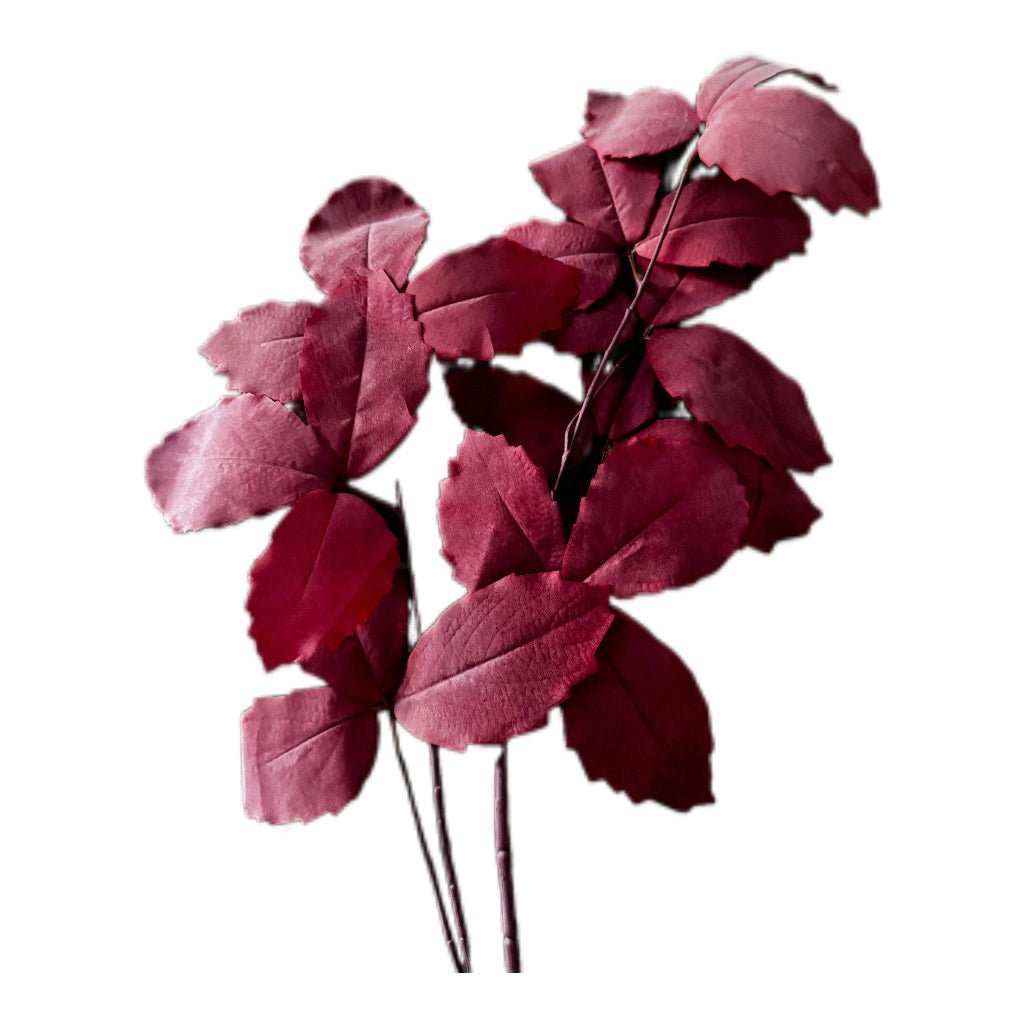 Blätterzweig mit samtartigen Blättern, hell Bordeaux-Braun, 110 cm - JP Lifestyle & More