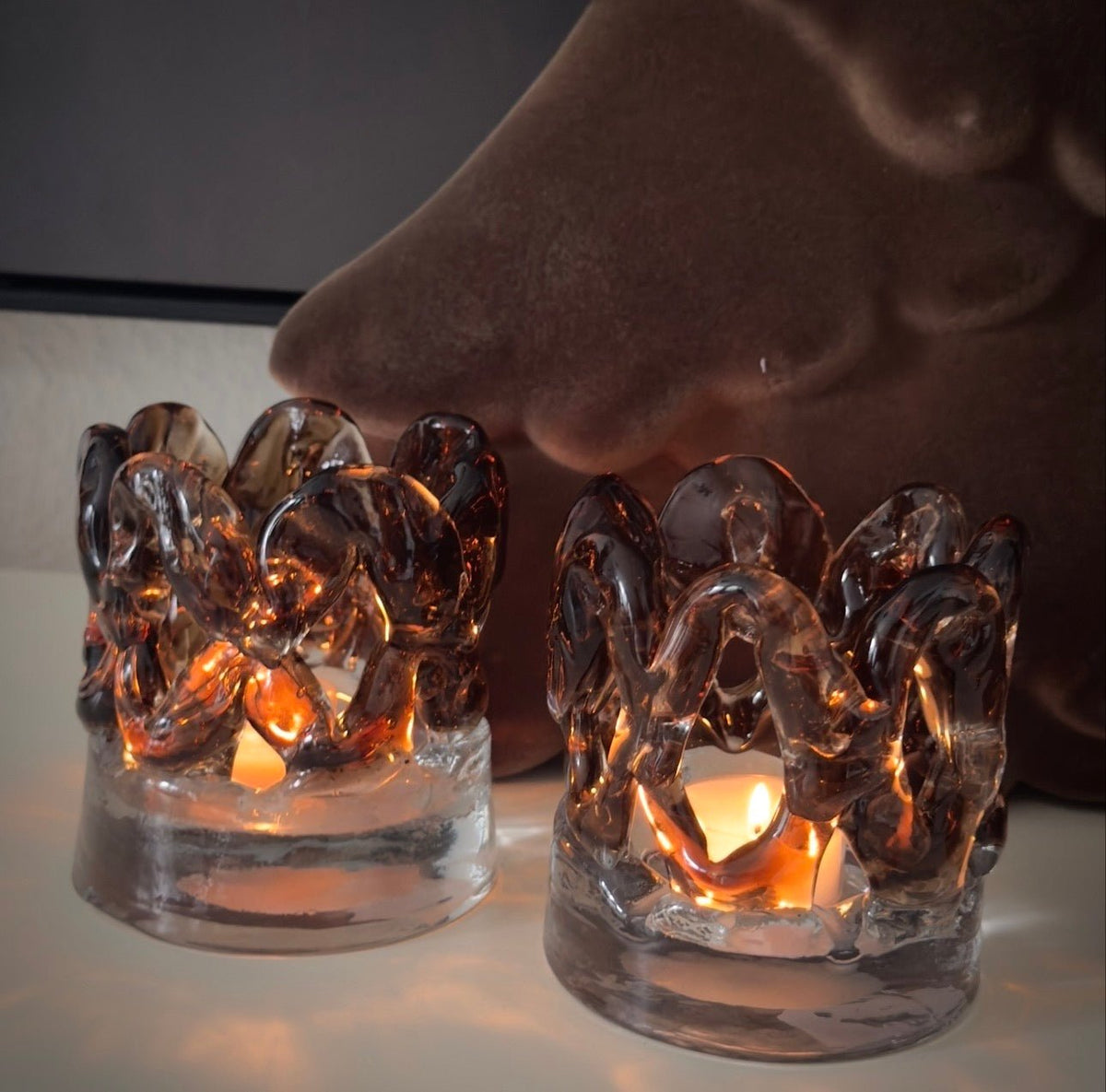 Colmore Glas Windlicht "FUEGO" in Braun 11 cm - JP Lifestyle & More