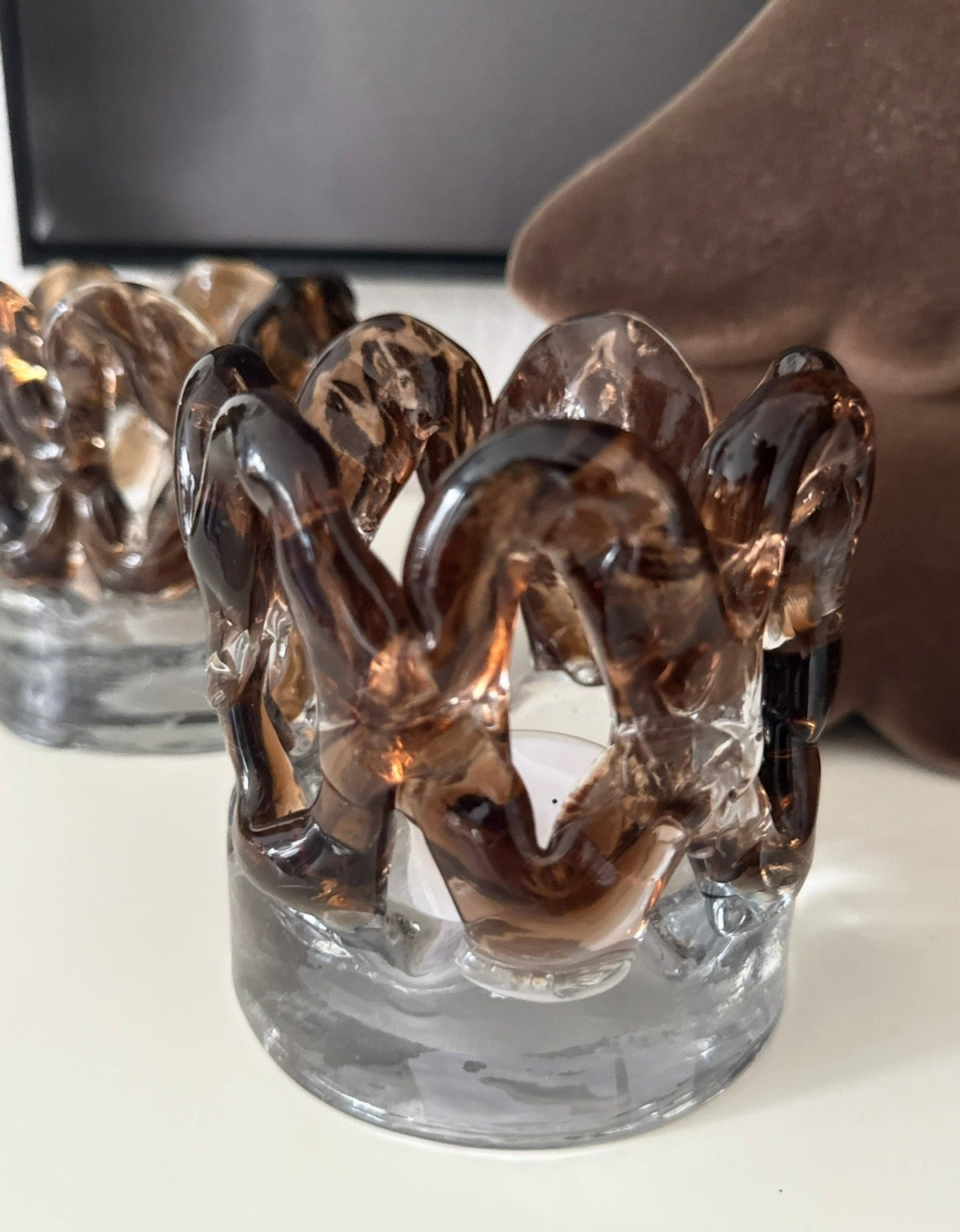 Colmore Glas Windlicht "FUEGO" in Braun 11 cm - JP Lifestyle & More