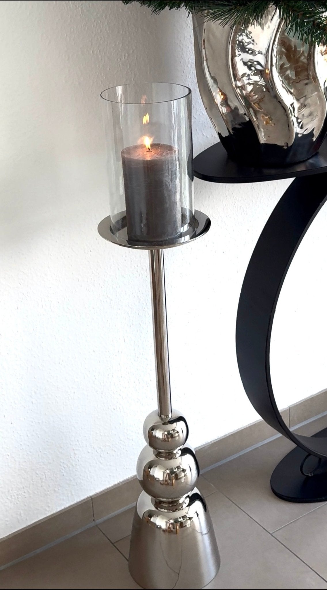 Colmore Windlicht Hurrican Aluminium und Glas 20 × 20 × 102 cm - JP Lifestyle & More