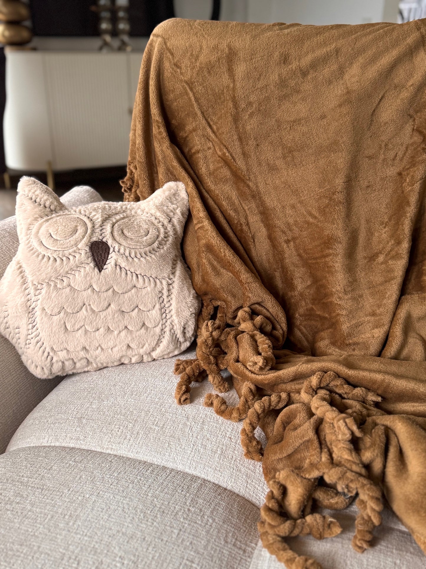 Wohndecke Fleece FLORIJN in Tobacco Braun  150 x 200 cm von Dutch Decor