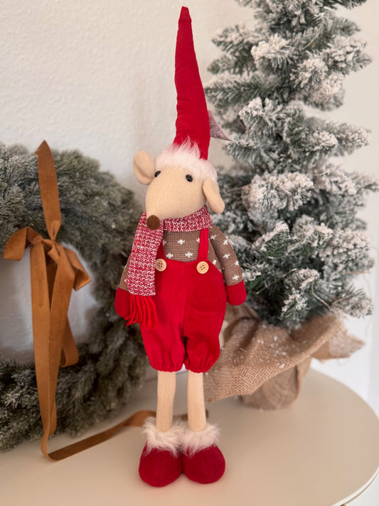 Zauberhafte Wintermaus mit Latzhose von Wurm ca 58 cm