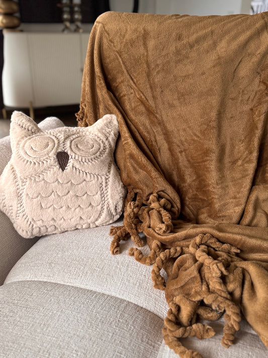 Kissen Eule  in Beige 35 x 40 cm von Textino