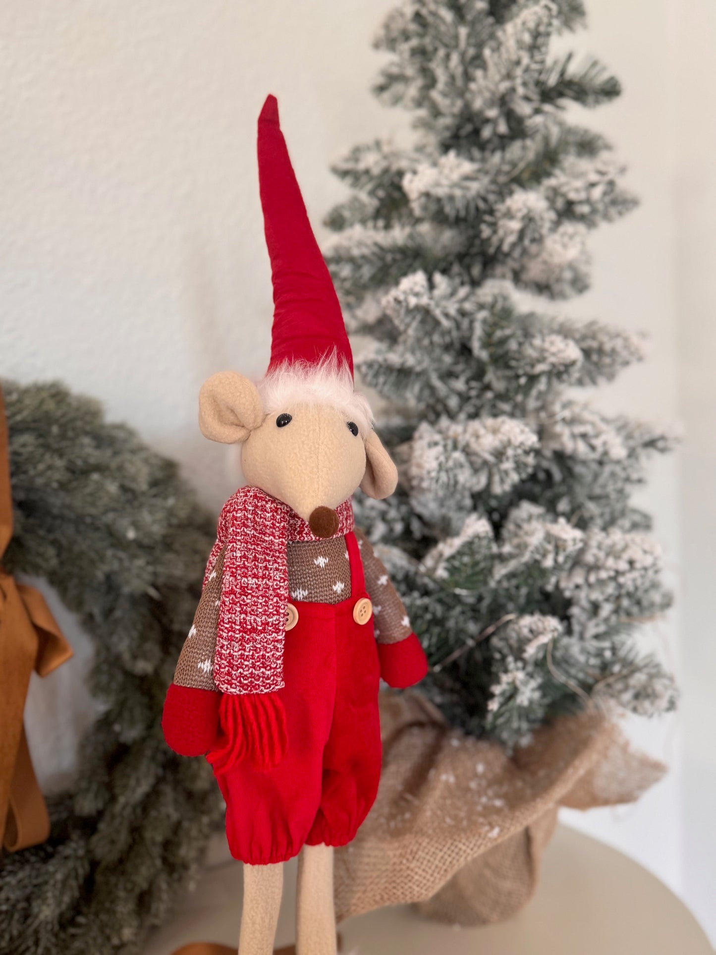 Zauberhafte Wintermaus mit Latzhose von Wurm ca 58 cm