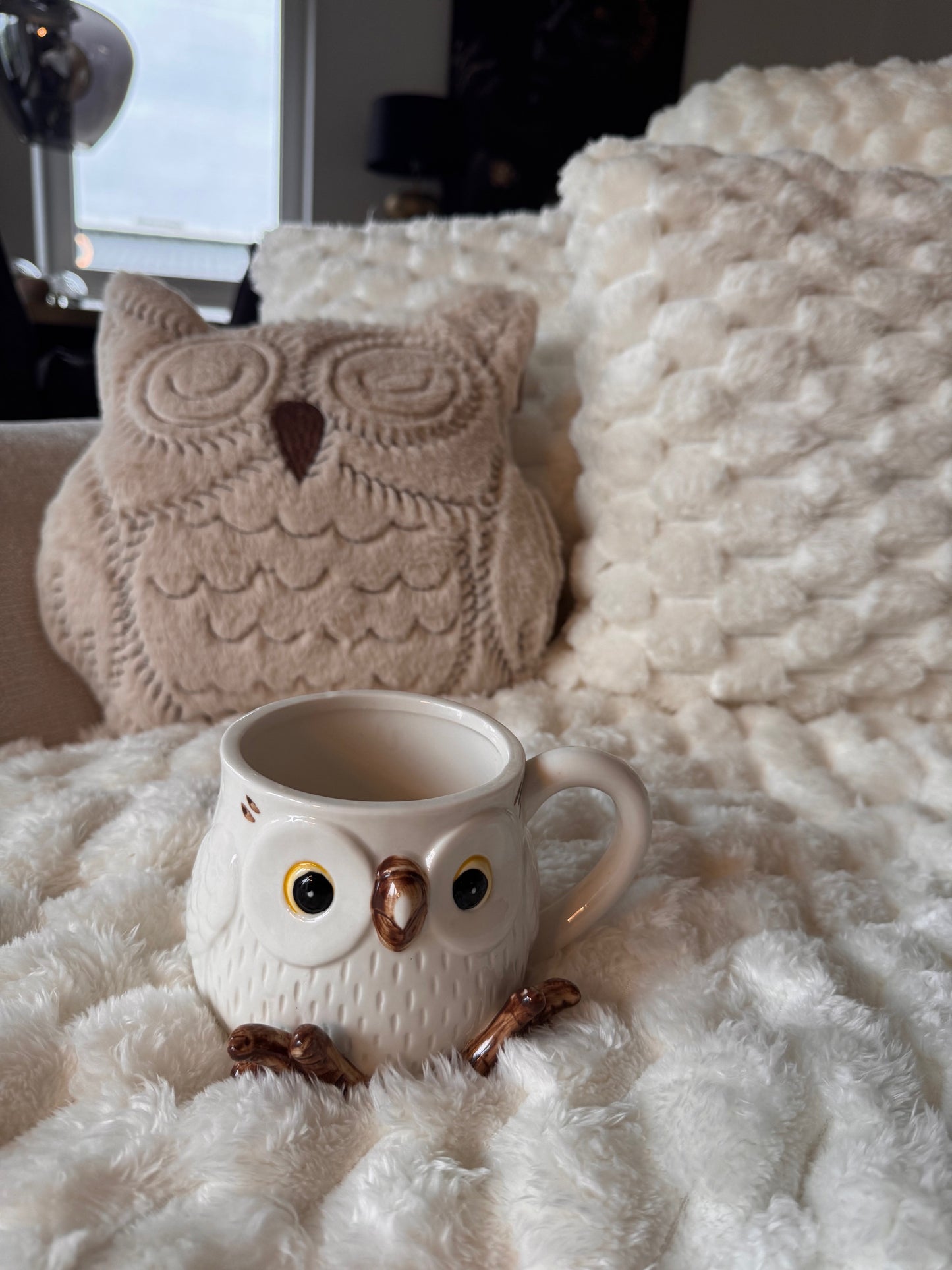 Kissen Eule  in Beige 35 x 40 cm von Textino