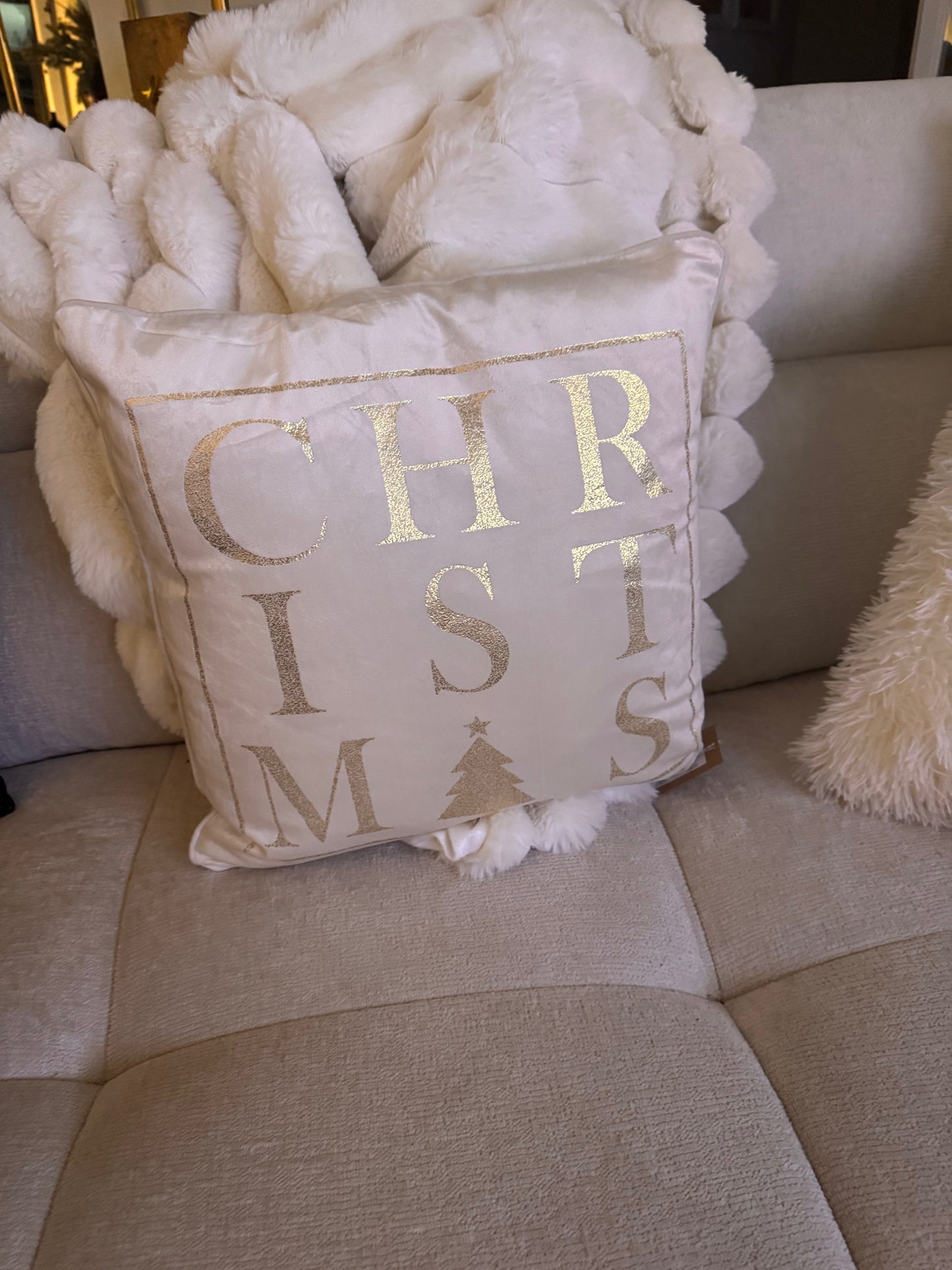 Dekokissen "CHRISTMAS" mit Goldprint 45 x 45 cm von Textino