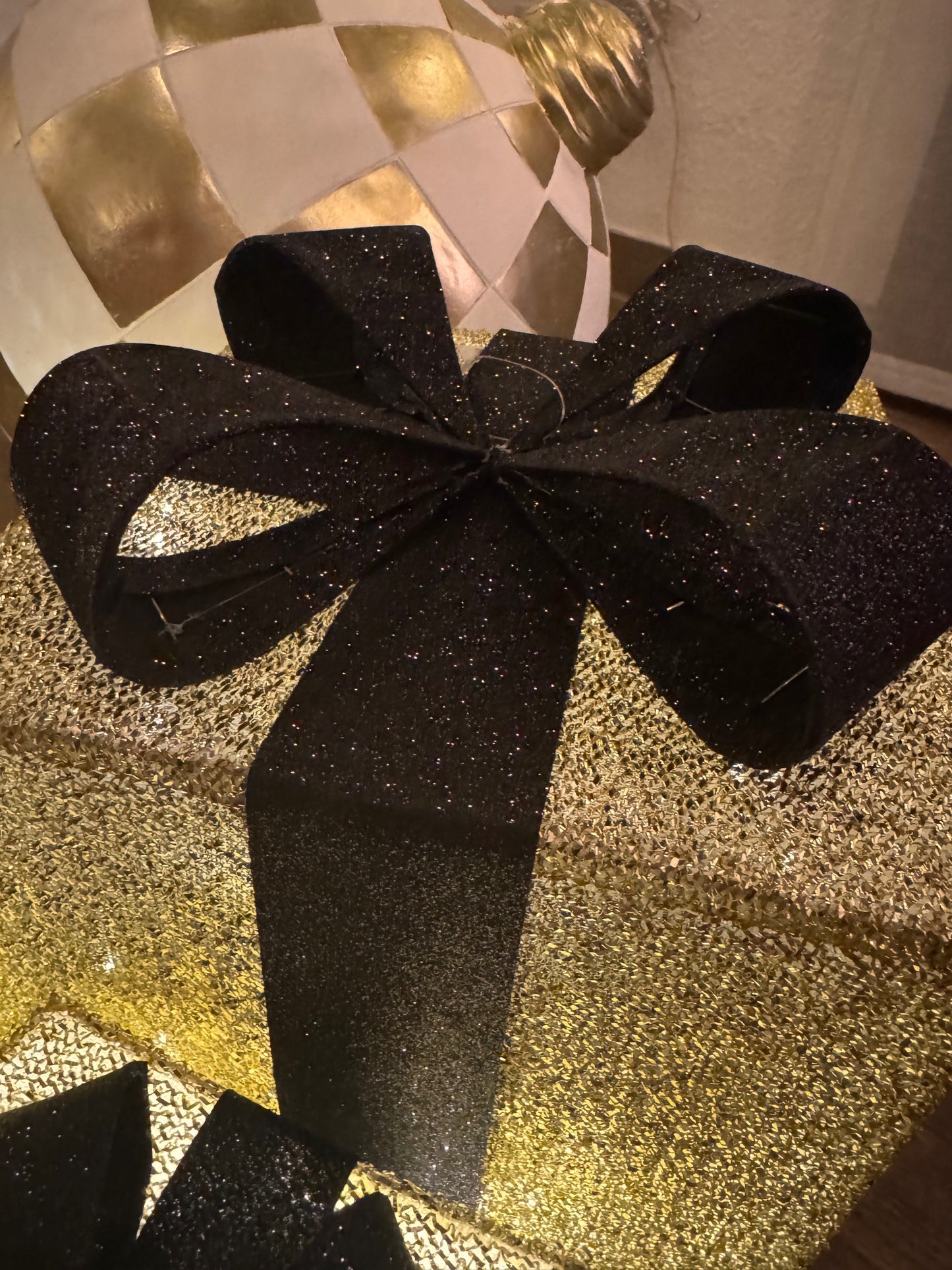 LED Deko Geschenkboxen " Gold Edition" 3er Set mit schwarzer Schleife