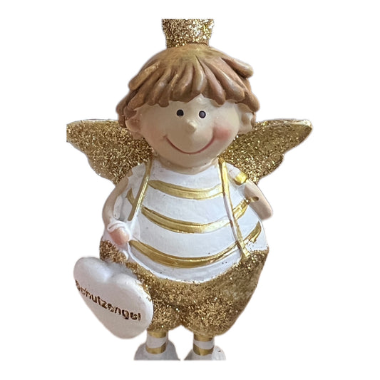 Schutzengel Figur mit goldenen Flügel 10 cm