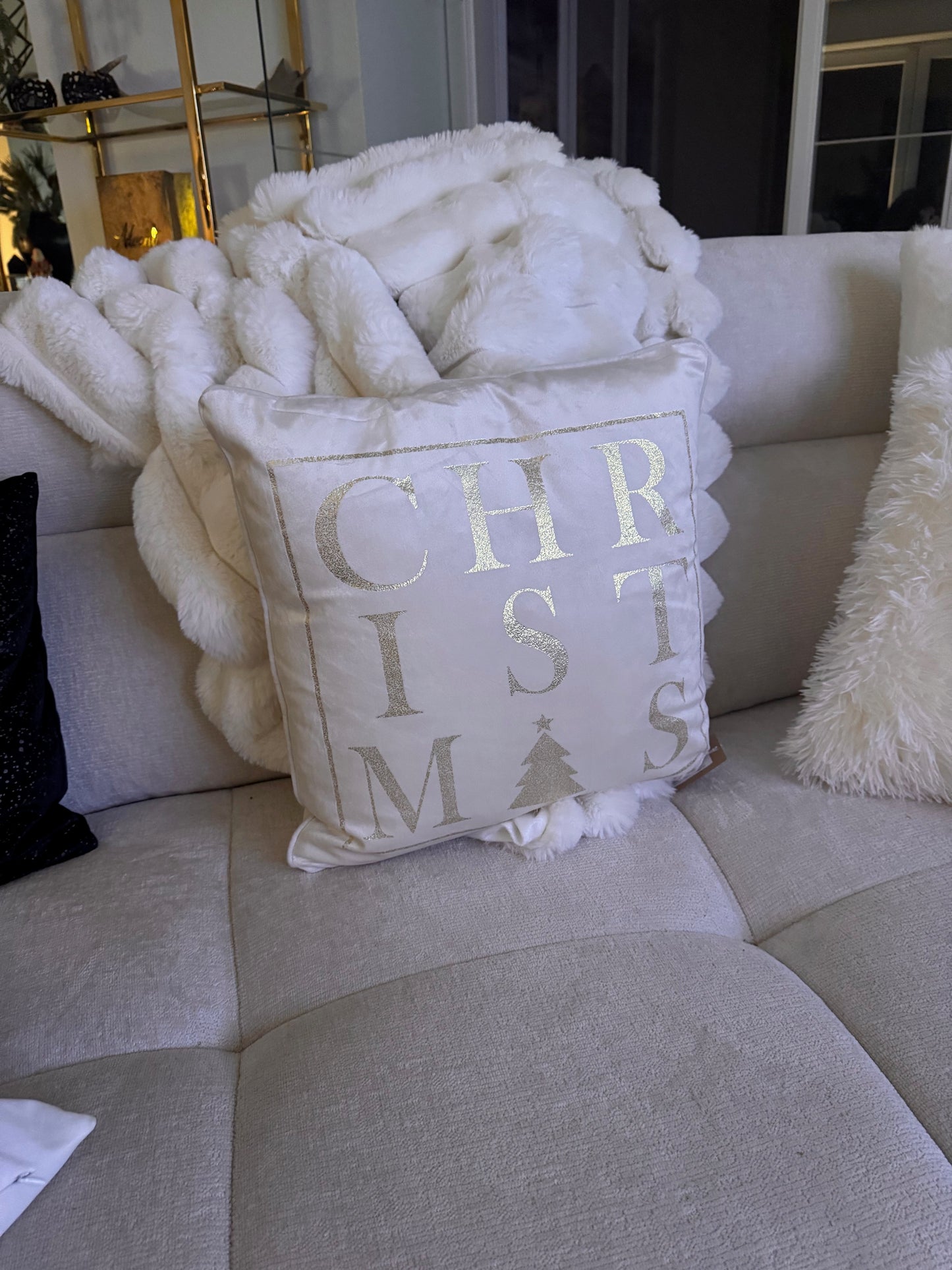 Dekokissen "CHRISTMAS" mit Goldprint 45 x 45 cm von Textino