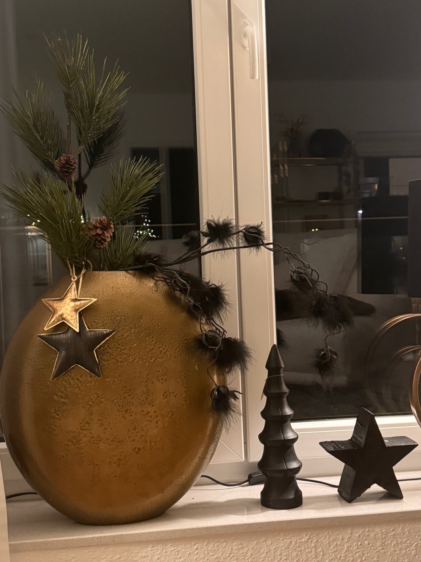 Stern Anhänger in Schwarz/ Gold ca. 15 cm in Metall