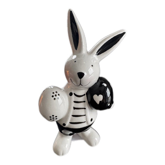 Keramik Hase in Schwarz/ Weiß 17 cm von Wurm - JP Lifestyle & More