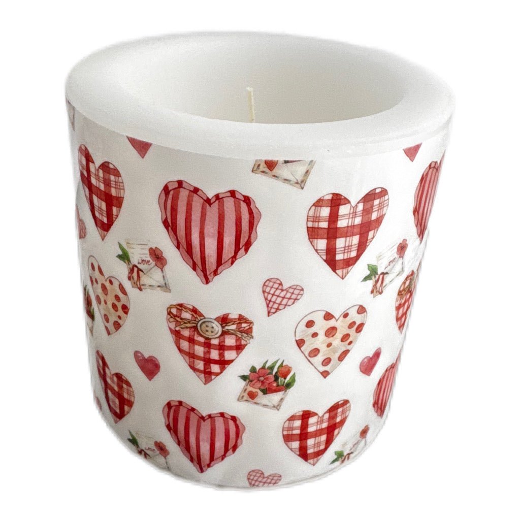 Kerze "Lovely hearts" von Ambiente 10 cm - JP Lifestyle & More