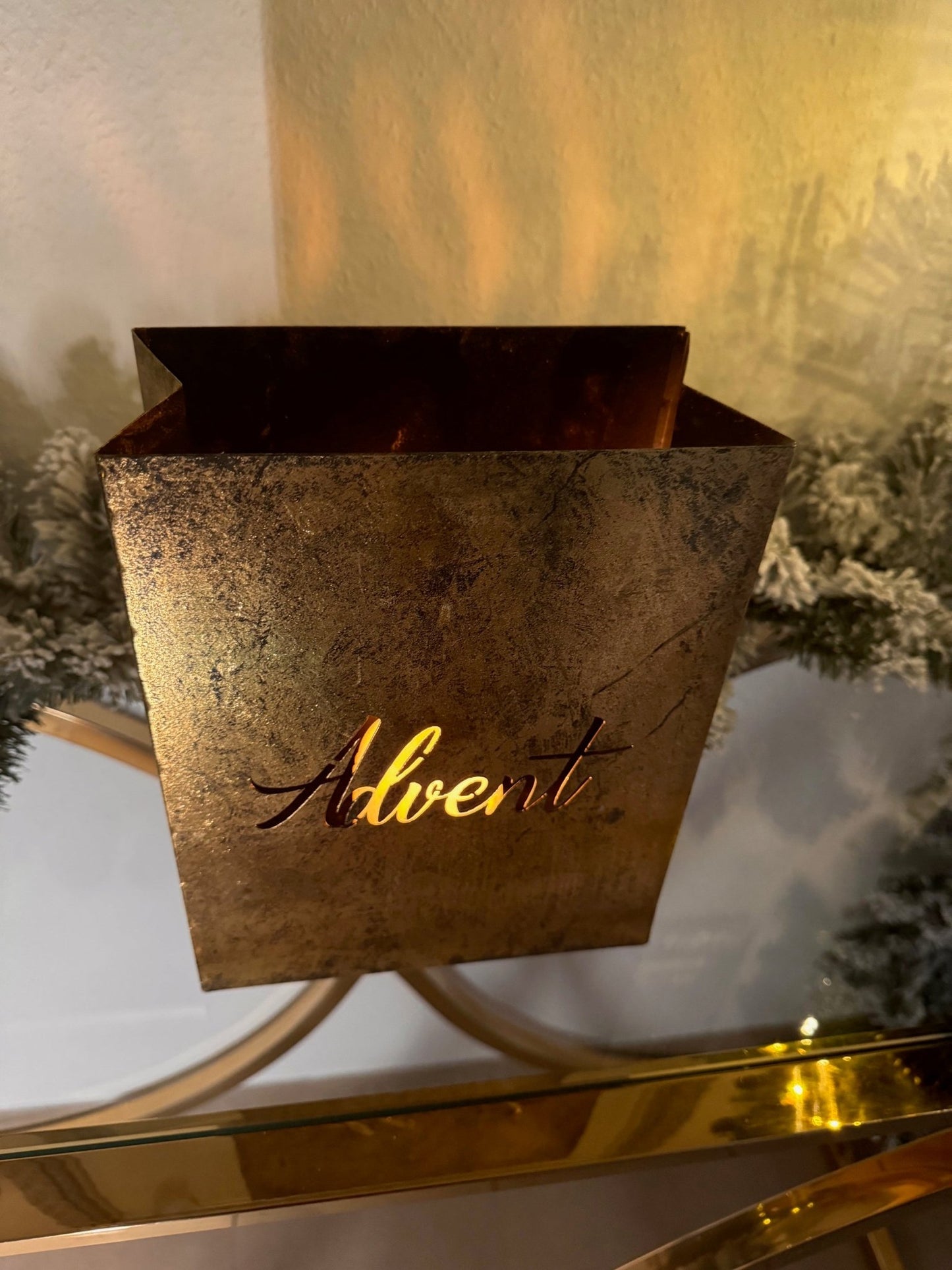 Kerzenhalter aus Metall in Gold " Advent " - JP Lifestyle & More