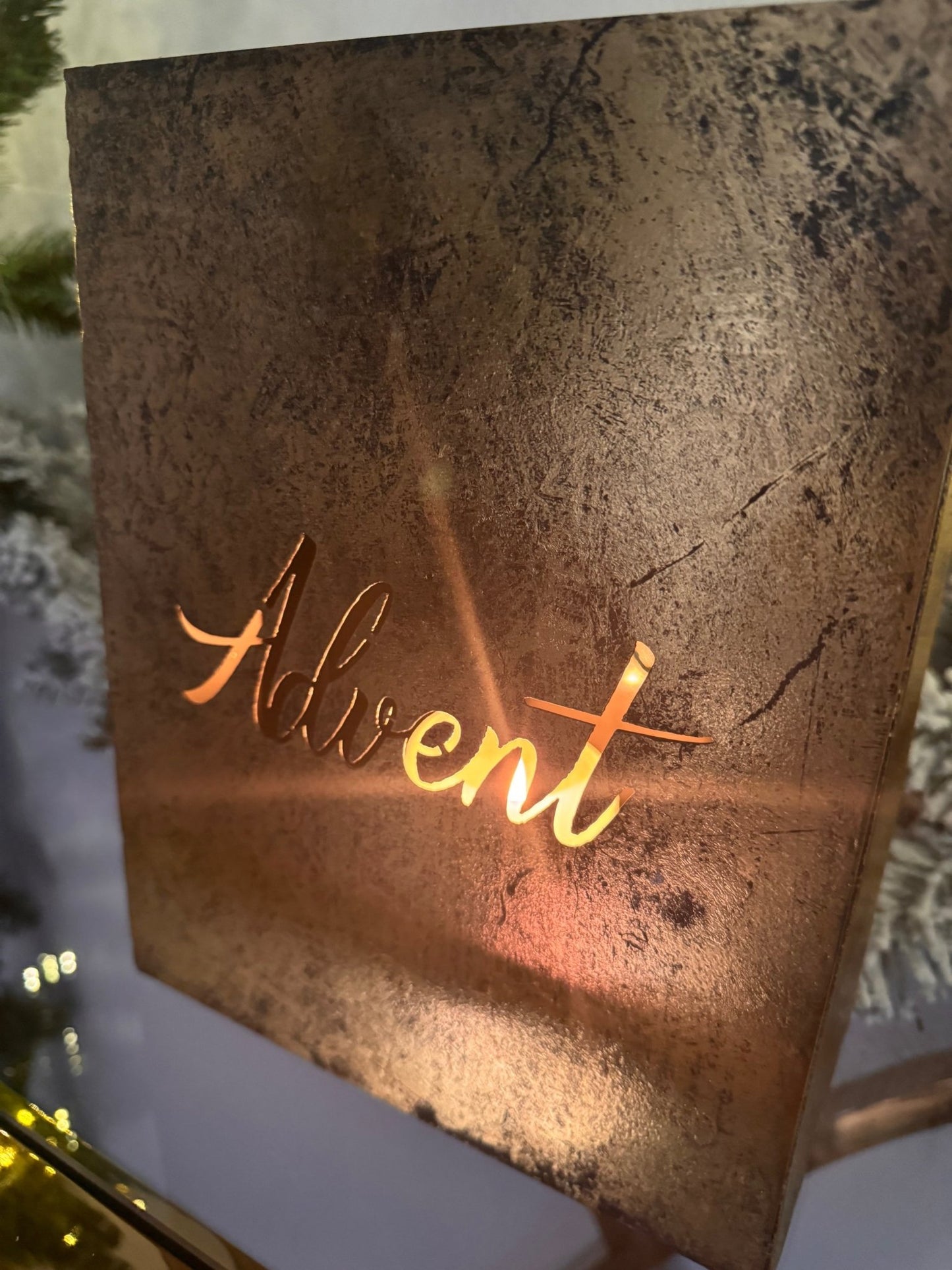 Kerzenhalter aus Metall in Gold " Advent " - JP Lifestyle & More