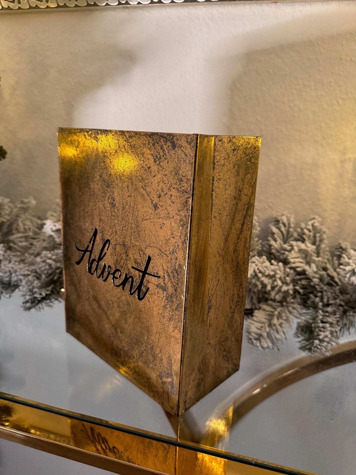 Kerzenhalter aus Metall in Gold " Advent " - JP Lifestyle & More
