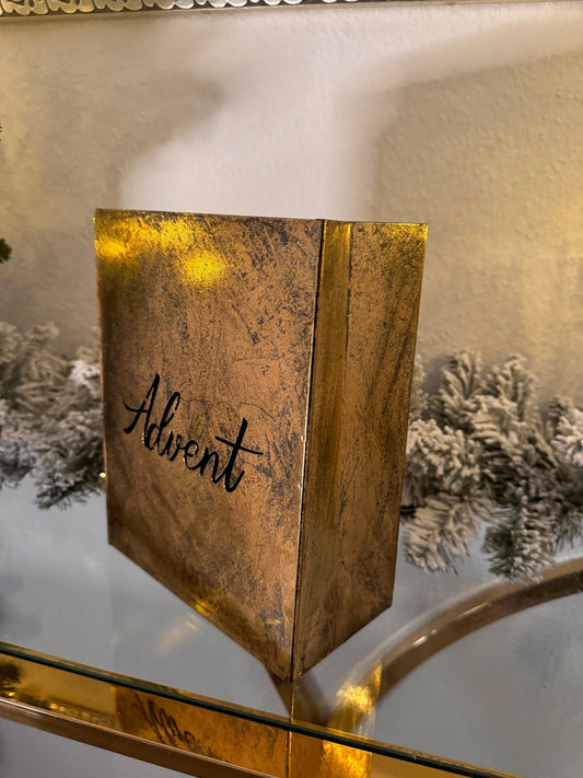 Kerzenhalter aus Metall in Gold " Advent " - JP Lifestyle & More