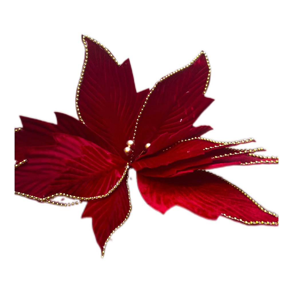 Künstlicher Weihnachtsstern Rot 43 cm mit goldenen Kugelrändern von Clayre & Eef - JP Lifestyle & More