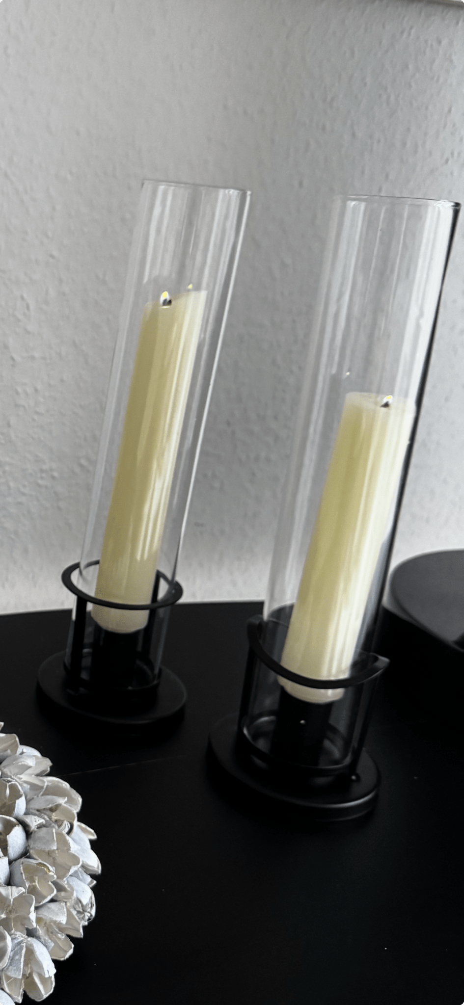 Moderner Kerzenhalter aus Glas & schwarzem Metall von Exner - JP Lifestyle & More
