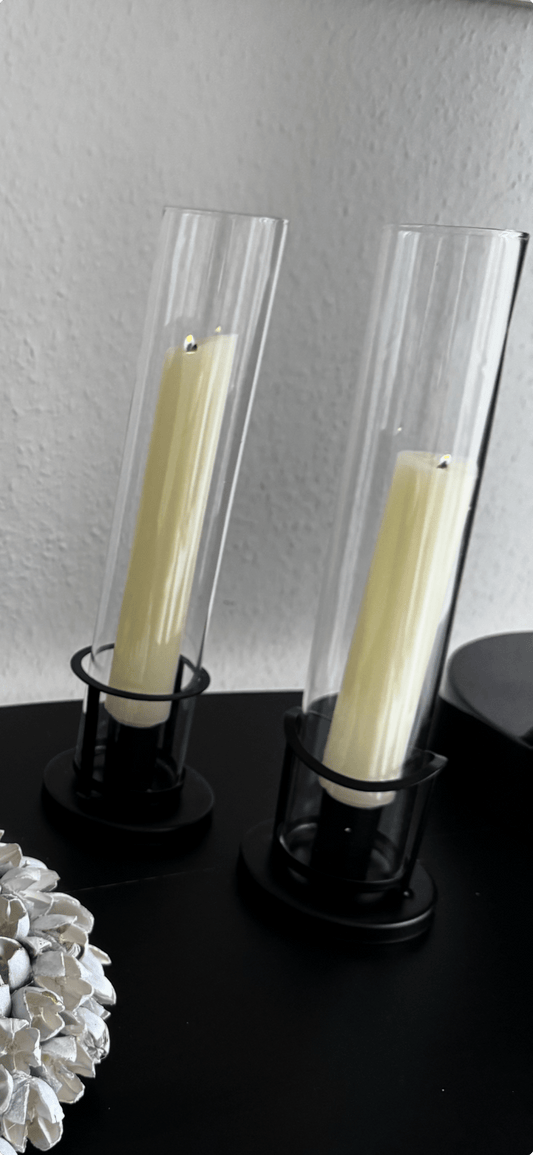 Moderner Kerzenhalter aus Glas & schwarzem Metall von Exner - JP Lifestyle & More