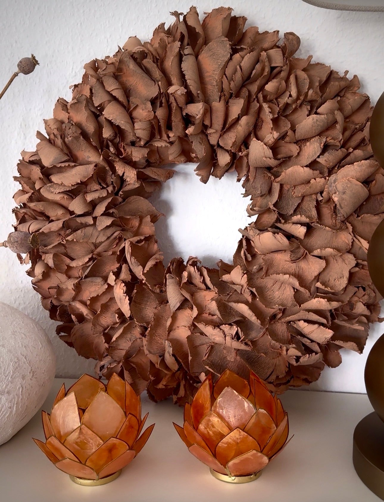 Palmblätter Kranz in Terracotabraun/Rostfarben ø 25 cm von Couronne - JP Lifestyle & More