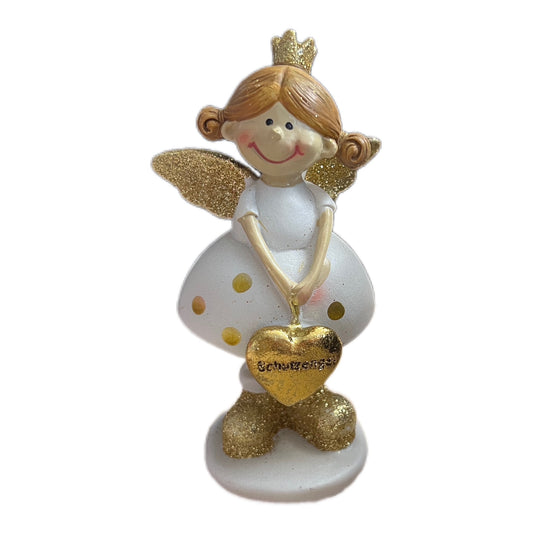Schutzengel Figur mit goldenen Herz 11 cm - JP Lifestyle & More