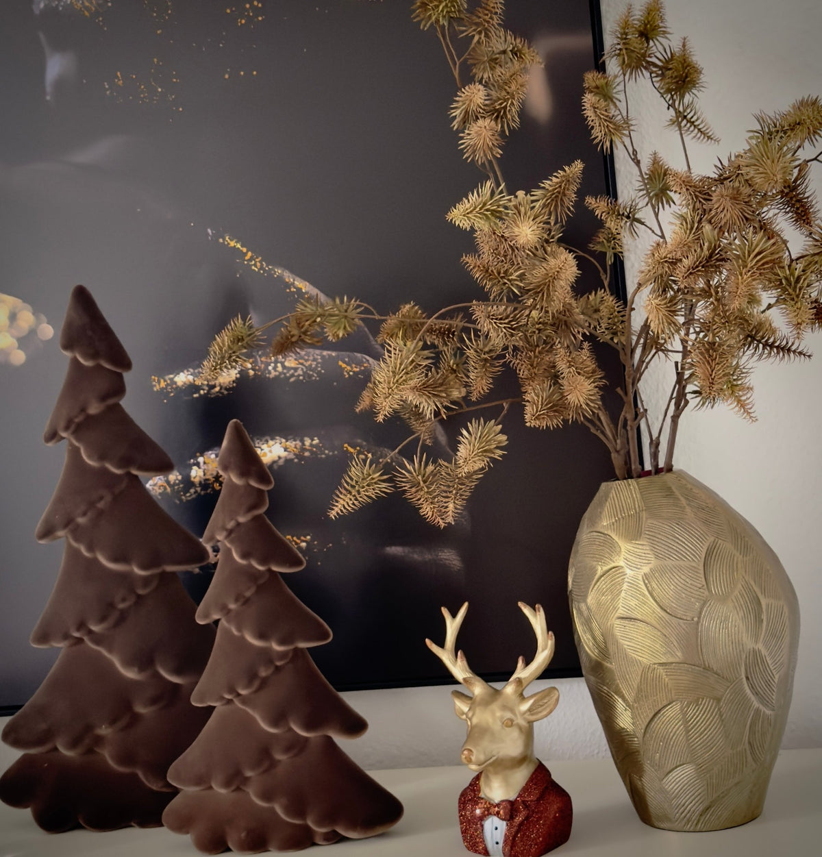 Tannenbaum beflockt Nussbraun 60 cm H.U.Scheulen 2 Wahl - JP Lifestyle & More