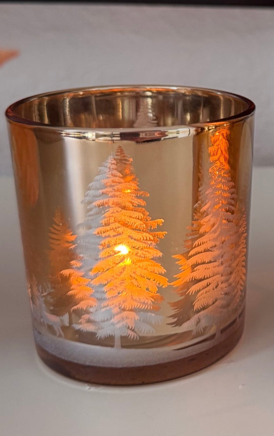 Windlicht Glas " Tanne" Gold 10 cm Gehlmann - JP Lifestyle & More