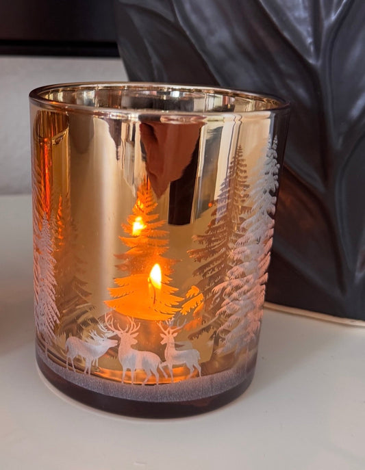 Windlicht Glas " Tanne" Gold 10 cm Gehlmann - JP Lifestyle & More