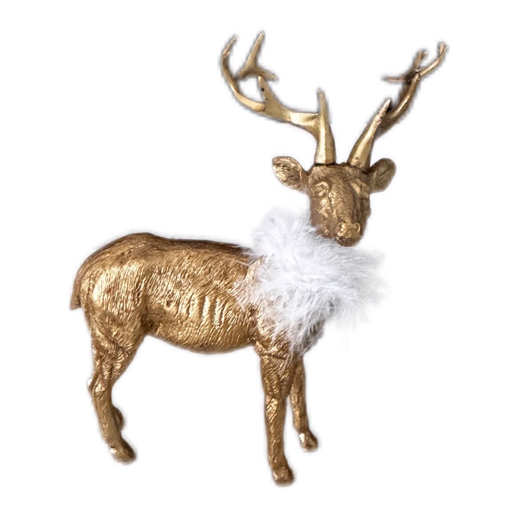 Wurm Deko-Hirsch Gold mit Federkranz ca. 17 cm - JP Lifestyle & More