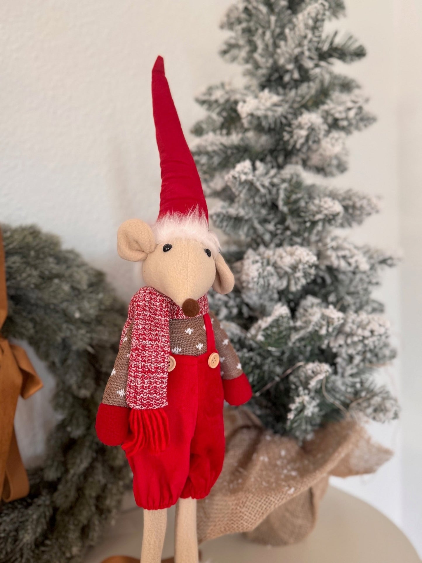 Zauberhafte Wintermaus mit Latzhose von Wurm ca 58 cm - JP Lifestyle & More